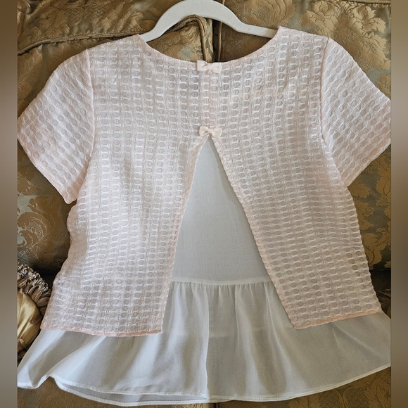 NWOT Cache Cache, sweet pink and white, short sleeve top - Picture 2 of 9